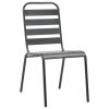 vidaXL Patio Chairs 4 pcs Slatted Design Steel Dark Gray