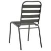 vidaXL Patio Chairs 4 pcs Slatted Design Steel Dark Gray