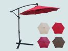 10 ft Outdoor Patio Umbrella Solar Powered LED Lighted 8 Ribs Umbrella with Crank and Cross Base for Garden Outside Deck Swimming Pool