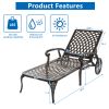 193*64.5*93cm Backrest Adjustable Courtyard Cast Aluminum Lying Bed Bronze