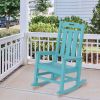 Presidential Rocking Chair HDPE Rocking Chair Fade-Resistant Porch Rocker Chair; All Weather Waterproof for Balcony/Beach/Pool ; Blue