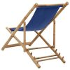 vidaXL Deck Chair Bamboo and Canvas Navy Blue