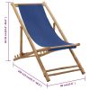 vidaXL Deck Chair Bamboo and Canvas Navy Blue