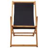 vidaXL Folding Beach Chair Eucalyptus Wood and Fabric Black