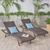 Eliana Outdoor Brown Wicker Adjustable Chaise Lounge Chair Set of 2