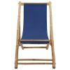 vidaXL Deck Chair Bamboo and Canvas Navy Blue