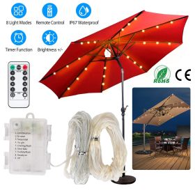 Patio Umbrella Lights 8 Lighting Mode Waterproof Parasol Timer Lamps W/ Remote Controller 104 LED 8 Bundles Warm White (Light Color: Warm White)