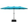 15 Feet Double-Sided Twin Patio Umbrella with Crank and Base