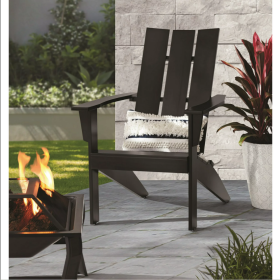 Wood Garden Outdoor Modern Patio Chair (Color: Black)