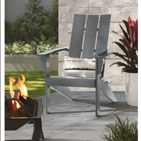 Wood Garden Outdoor Modern Patio Chair (Color: Gray)