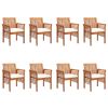 Patio Dining Chairs with Cushions 8 pcs Solid Wood Acacia