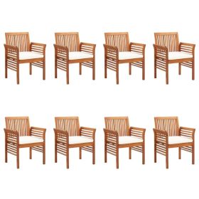 Patio Dining Chairs with Cushions 8 pcs Solid Wood Acacia (Color: Brown)