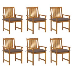 Patio Chairs with Cushions 6 pcs Solid Acacia Wood (Color: Taupe)