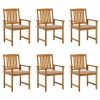 Patio Chairs with Cushions 6 pcs Solid Acacia Wood