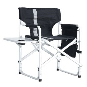 1-piece Padded Folding Outdoor Chair with Side Table and Storage Pockets; Lightweight Oversized Directors Chair for indoor; Outdoor Camping; Picnics a (Color: as Pic)