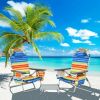 2 Pack 5-Position Outdoor Folding Backpack Beach Table Chair Reclining Chair Set