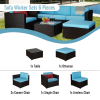 Outdoor Garden Patio Furniture 6-Piece Brown PE Rattan Wicker Sectional  Cushioned Sofa Sets