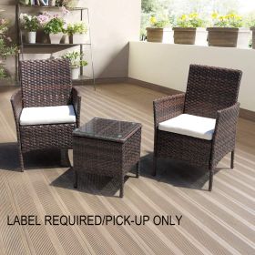 [Only For Pick Up] 3 Piece Rattan Seating set with Cushions (Color: Brown)