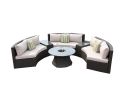 Direct Wicker Outdoor And Garden Patio Sofa Set 6PCS Reconfigurable Stylish And Modern Style With Seat Cushion and Coffee Table