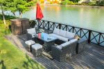 Direct Wicker 7 PCS Outdoor PE Rattan Wicker Sofa Rattan Patio Garden Furniture, With Wide Cabinet, Gray