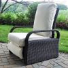 Outdoor Recliner Chair;  Automatic Adjustable Wicker Lounge Recliner Chair with 5.12'' Thicken Cushion