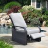 Outdoor Recliner Chair;  Automatic Adjustable Wicker Lounge Recliner Chair with 5.12'' Thicken Cushion