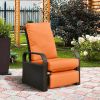 Outdoor Recliner Chair;  Automatic Adjustable Wicker Lounge Recliner Chair with 5.12'' Thicken Cushion