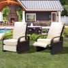 Outdoor Recliner Chair;  Automatic Adjustable Wicker Lounge Recliner Chair with 5.12'' Thicken Cushion