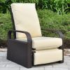 Outdoor Recliner Chair;  Automatic Adjustable Wicker Lounge Recliner Chair with 5.12'' Thicken Cushion