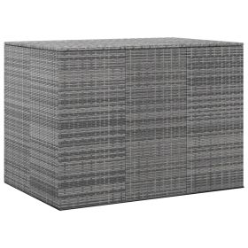 vidaXL Patio Cushion Box PE Rattan Gray (Color: Grey)