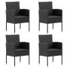 vidaXL Patio Chairs 4 pcs Poly Rattan Black