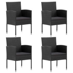 vidaXL Patio Chairs 4 pcs Poly Rattan Black (Color: Black)