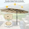 15 Feet Double-Sided Twin Patio Umbrella with Crank and Base