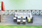 Direct Wicker 7-Piece Outdoor Rattan Wicker Sofa Rattan Patio Garden Furniture, Gray