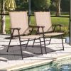 Set of 2 Patio Folding Sling Back Camping Deck Chairs