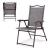 Set of 2 Patio Folding Sling Back Camping Deck Chairs