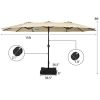 15 Feet Double-Sided Twin Patio Umbrella with Crank and Base