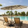 15 Feet Double-Sided Twin Patio Umbrella with Crank and Base