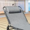 Foldable Patio Chaise Lounge Chair for Outdoor with Detachable Pocket and Pillow, Portable Adjustable Sun Lounger Recliner for Beach, Camping and Pool