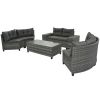 8-pieces Outdoor Wicker Round Sofa Set;  Half-Moon Sectional Sets All Weather;  Curved Sofa Set With Rectangular Coffee Table;  PE Rattan Water-resist