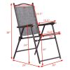 Set of 2 Patio Folding Sling Back Camping Deck Chairs