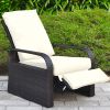 Outdoor Recliner Chair;  Automatic Adjustable Wicker Lounge Recliner Chair with 5.12'' Thicken Cushion