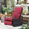 Outdoor Recliner Chair;  Automatic Adjustable Wicker Lounge Recliner Chair with 5.12'' Thicken Cushion