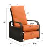 Outdoor Recliner Chair;  Automatic Adjustable Wicker Lounge Recliner Chair with 5.12'' Thicken Cushion