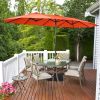 15 Feet Double-Sided Twin Patio Umbrella with Crank and Base