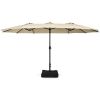 15 Feet Double-Sided Twin Patio Umbrella with Crank and Base