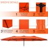 15 Feet Double-Sided Twin Patio Umbrella with Crank and Base