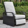 Outdoor Recliner Chair;  Automatic Adjustable Wicker Lounge Recliner Chair with 5.12'' Thicken Cushion