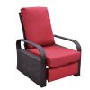 Outdoor Recliner Chair;  Automatic Adjustable Wicker Lounge Recliner Chair with 5.12'' Thicken Cushion