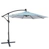 10 ft Outdoor Patio Umbrella Solar Powered LED Lighted Sun Shade Market Waterproof 8 Ribs Umbrella with Crank and Cross Base for Garden Deck Backyard